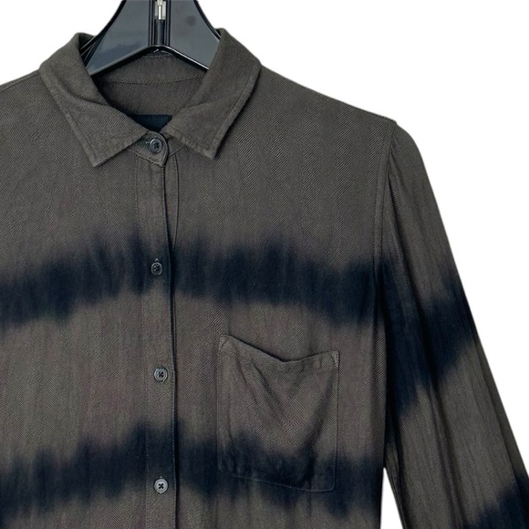 Rails Hunter Tie Dye Herringbone Button Down Shirt in Olive Black Waves size XS - Picture 5 of 16